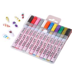 Фломастери 12 кол ( для малюнків на нігтях) Nail Art Pen, Імп
