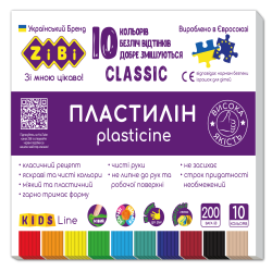 Пластилін CLASSIC 10 кольорів, 200г, KIDS Line, 20 шт