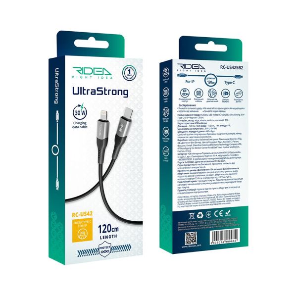 ������ USB Ridea RC-US42 UltraStrong Type-C to Lightning 30W 1.2m (������)