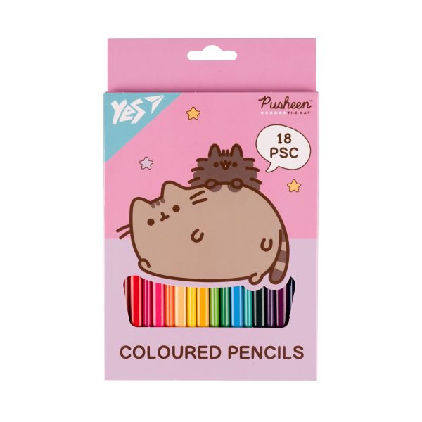 Олівці кольорові Yes 18 кол. «Pusheen» рожевий