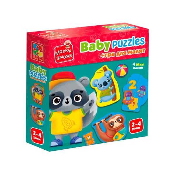 Гра розвиваюча Vladi Toys пазли картонні з грою. Тварини. Іграшки. VT1722-27